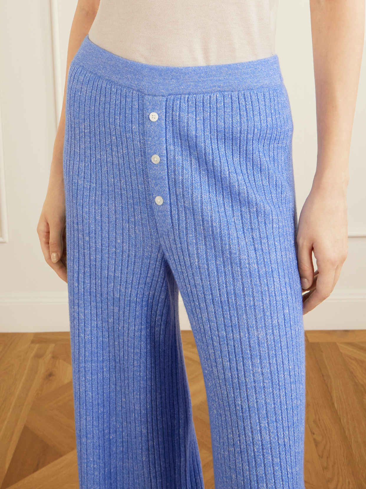 Everywear Ribbed Cashmere And Linen-Blend Wide-Leg Pants