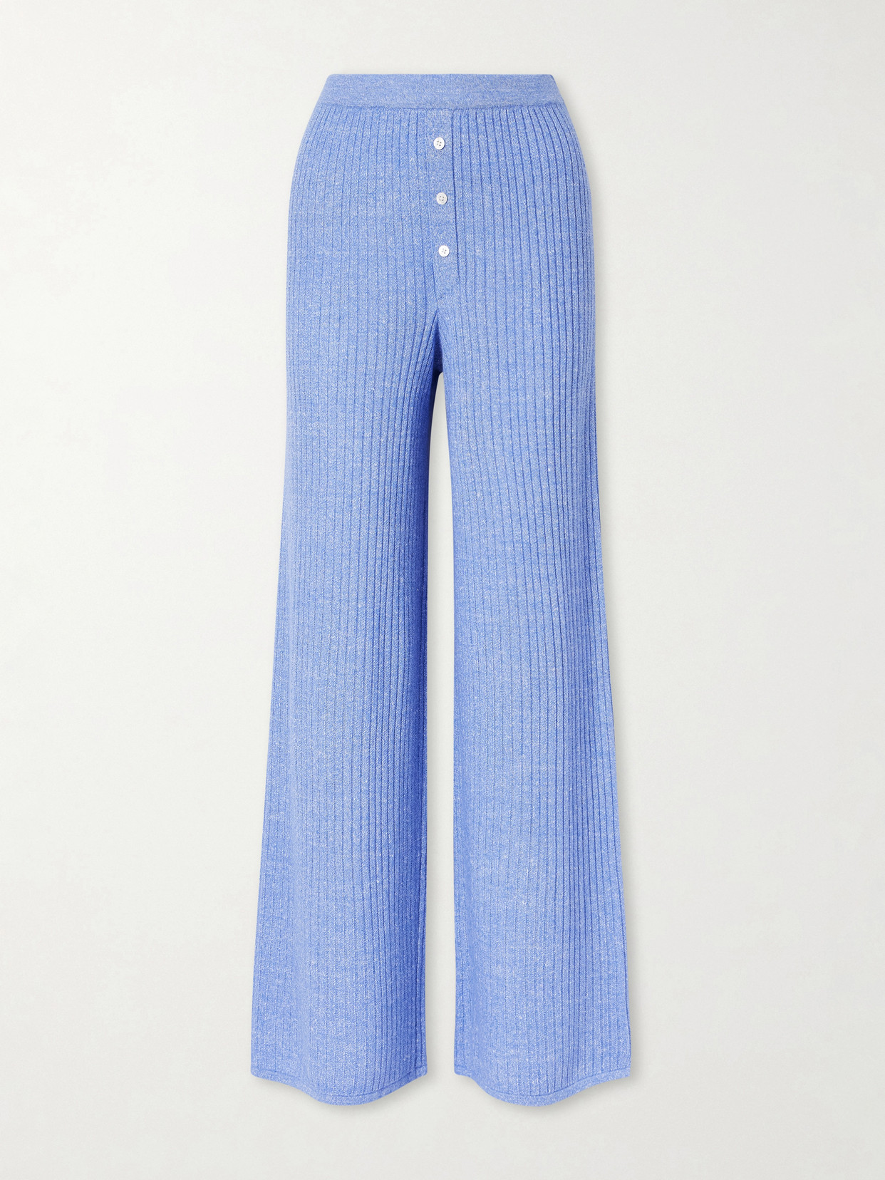 Everywear Ribbed Cashmere And Linen-Blend Wide-Leg Pants