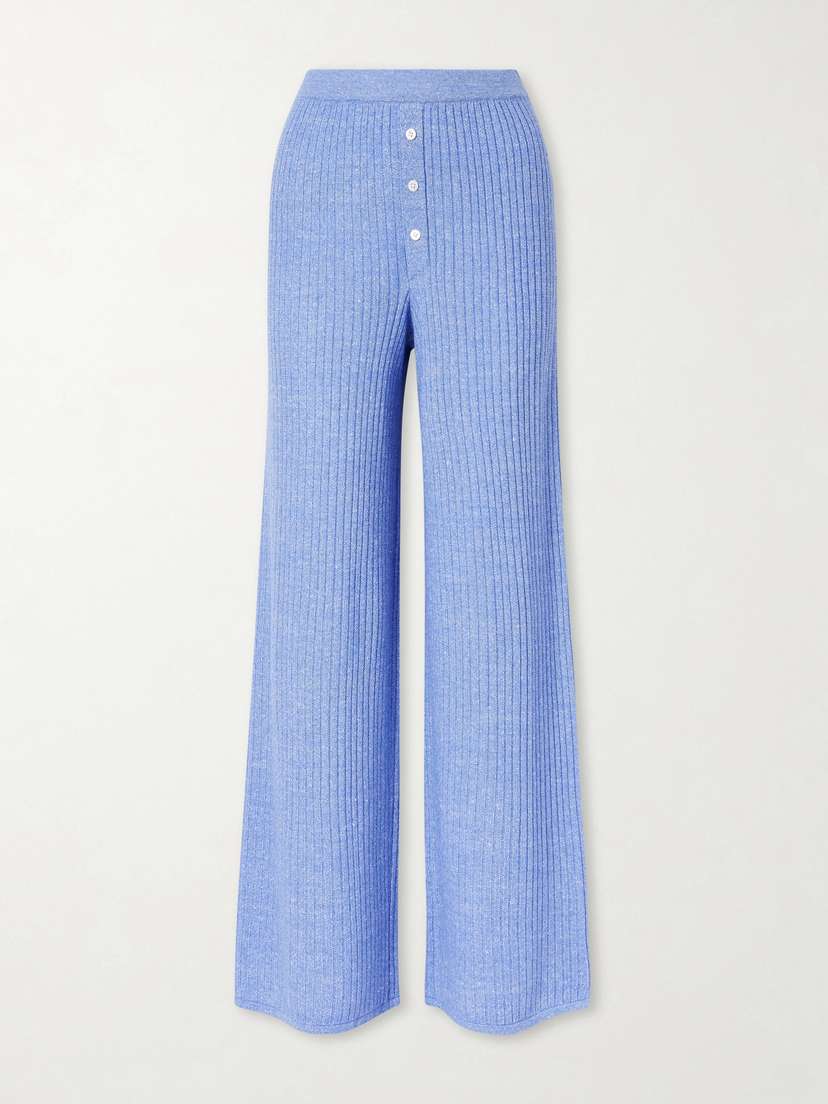Guest In Residence Everywear Ribbed Cashmere And Linen-blend Wide-leg Pants | Thumbnail 6 Guest In Residence Everywear Ribbed Cashmere And Linen-blend Wide-leg Pants | Thumbnail 6