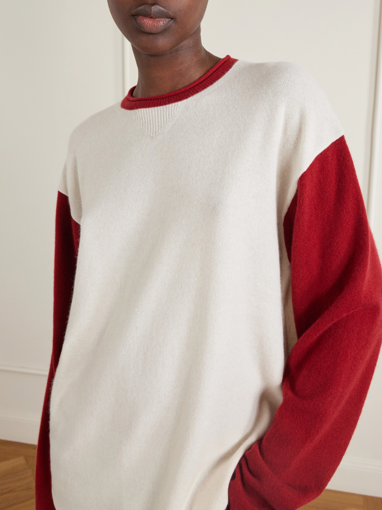 Baseball Two-Tone Cashmere Sweater