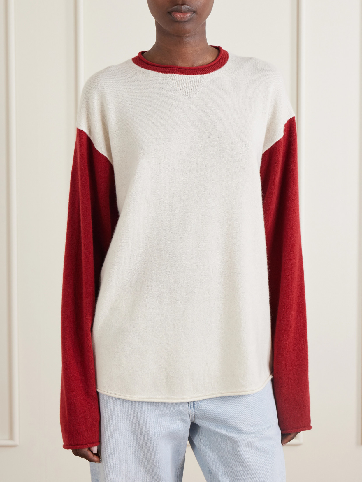 Baseball Two-Tone Cashmere Sweater
