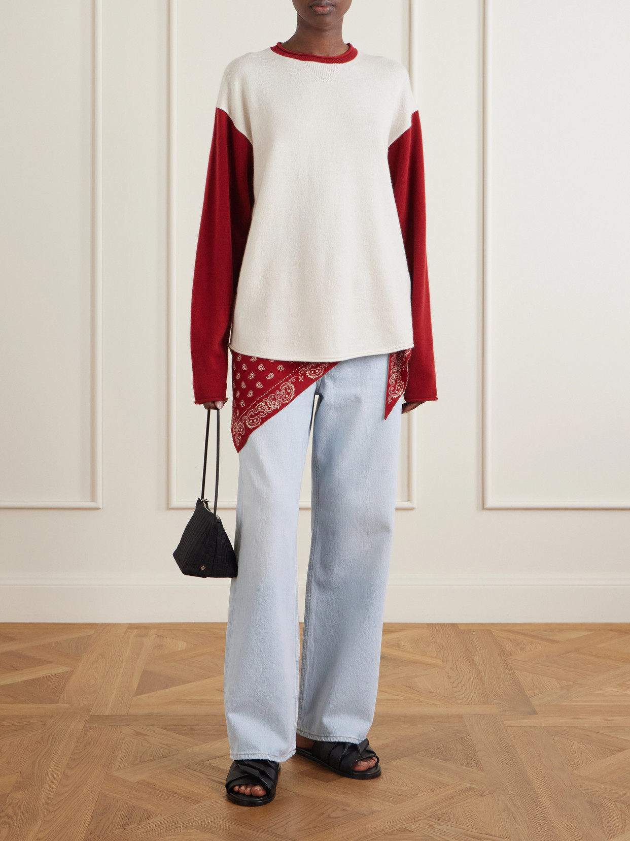 Baseball Two-Tone Cashmere Sweater