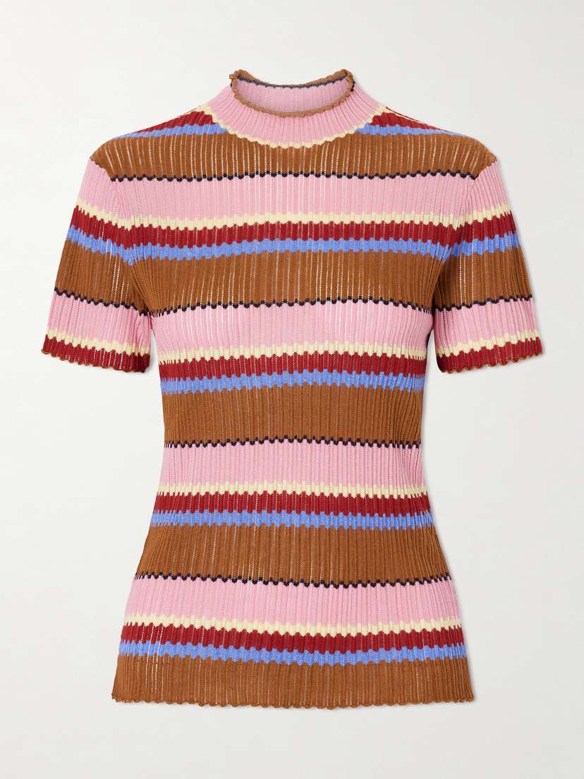 Guest In Residence Palazzo Striped Ribbed Silk And Linen-blend Top | Thumbnail 6 Guest In Residence Palazzo Striped Ribbed Silk And Linen-blend Top | Thumbnail 6
