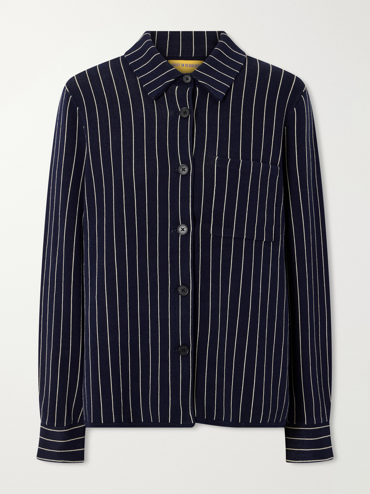Guest In Residence Pinstriped Cotton And Silk-blend Shirt Cardigan In Blue