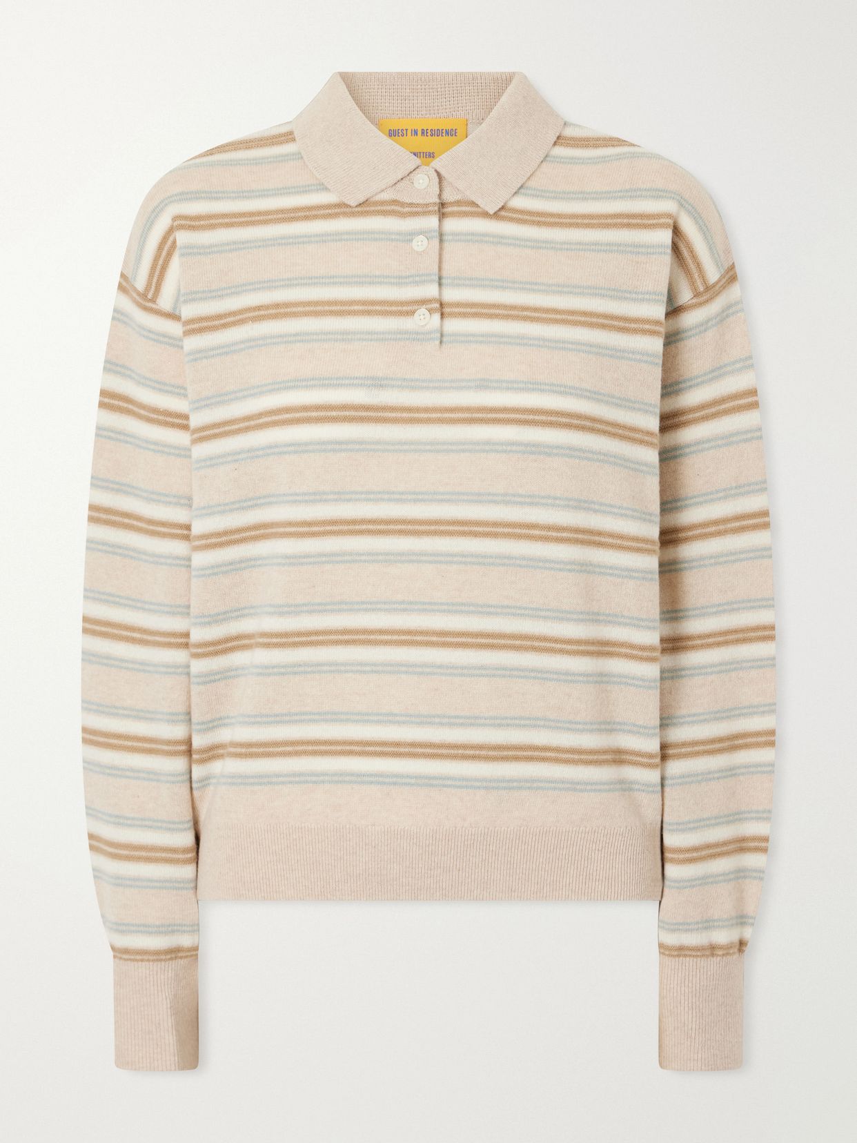 collegiate striped cashmere polo sweater