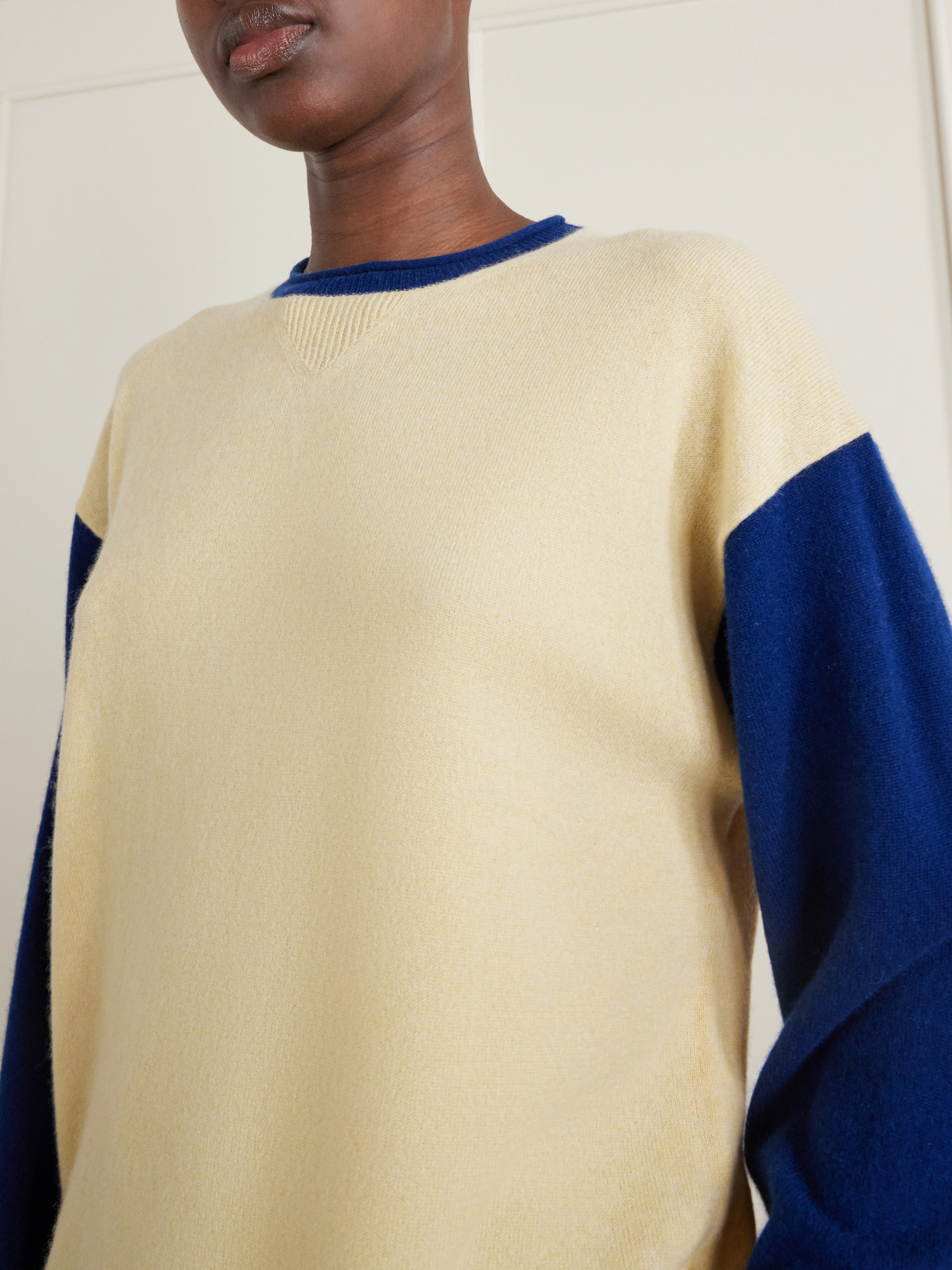 Baseball Two-Tone Cashmere Sweater