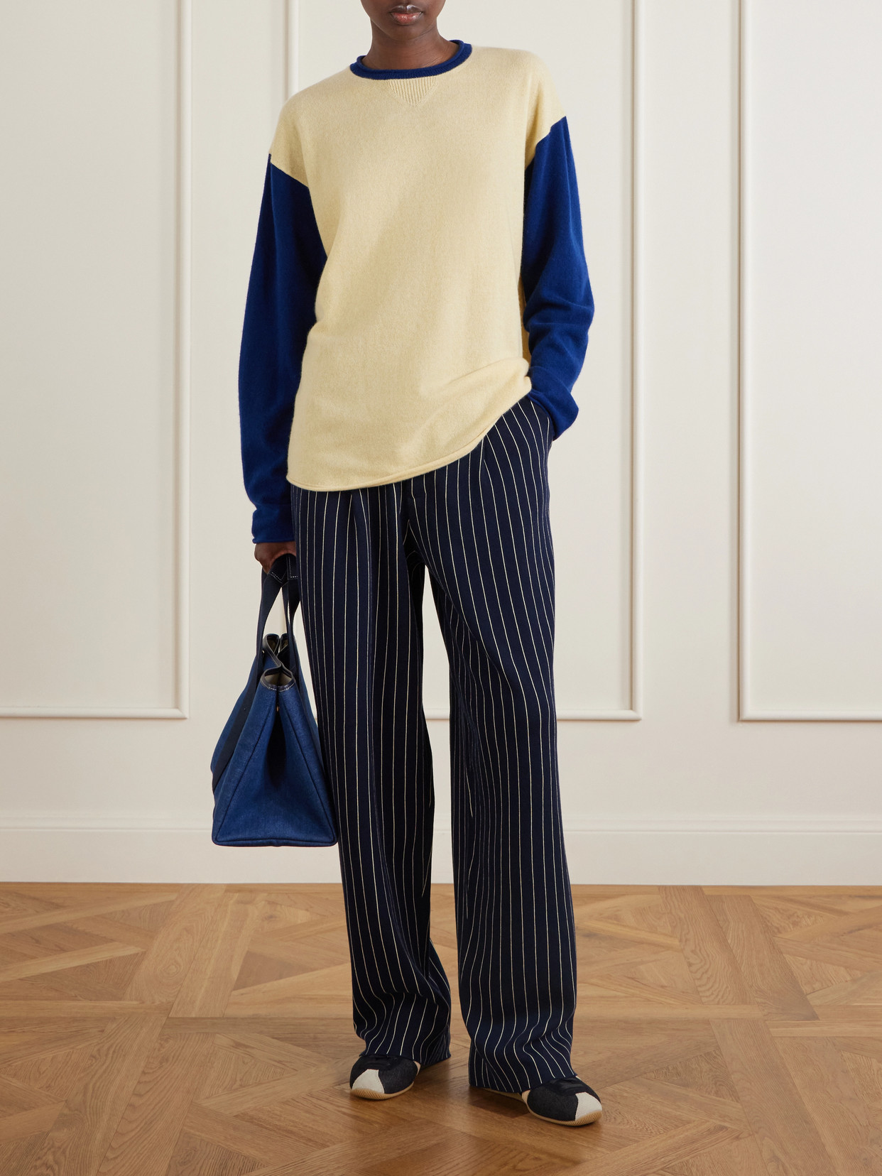 Baseball Two-Tone Cashmere Sweater