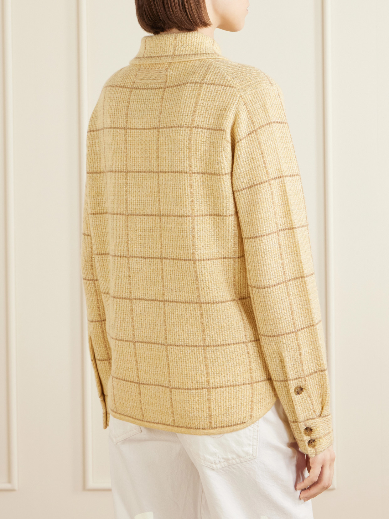 Dylan Checked Knitted Cashmere And Linen-Blend Shirt