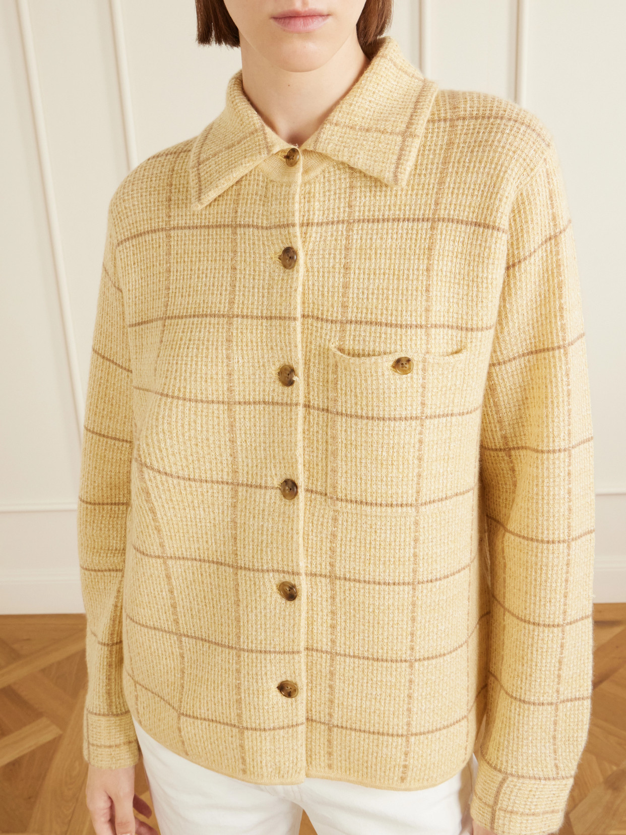 Dylan Checked Knitted Cashmere And Linen-Blend Shirt