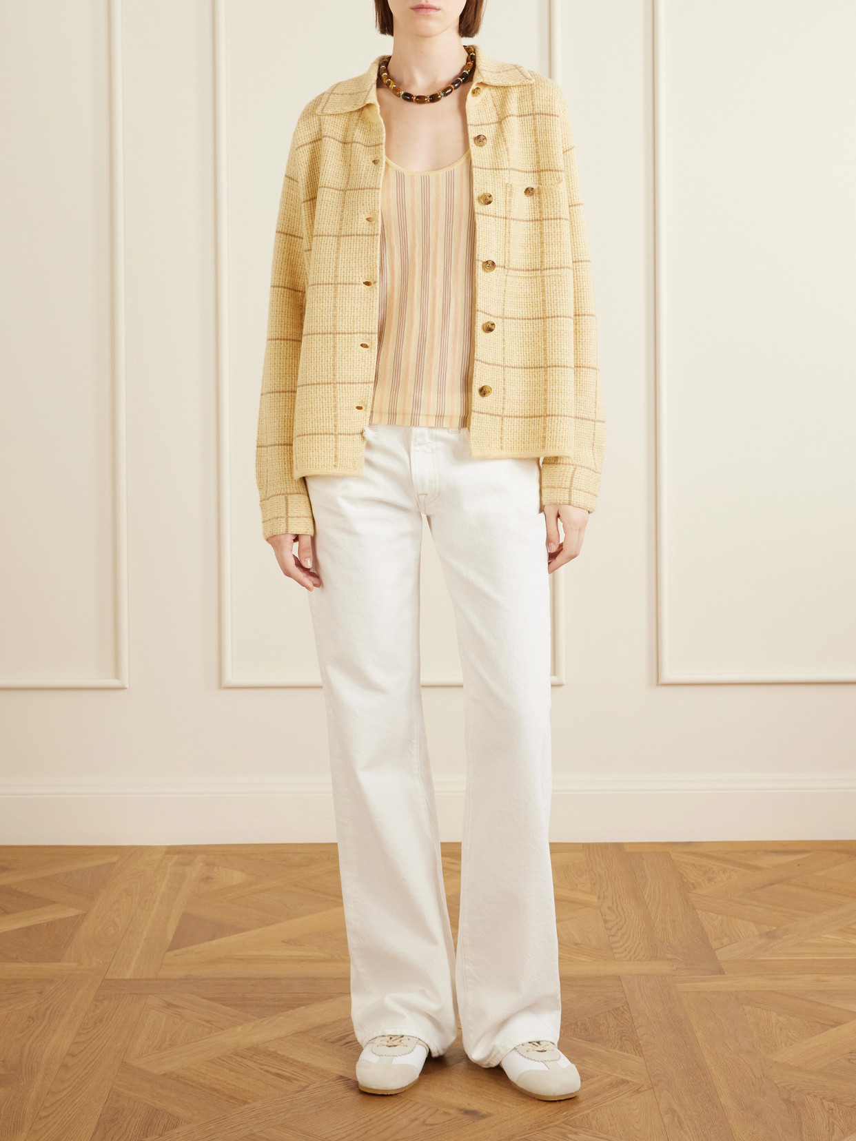 Dylan Checked Knitted Cashmere And Linen-Blend Shirt