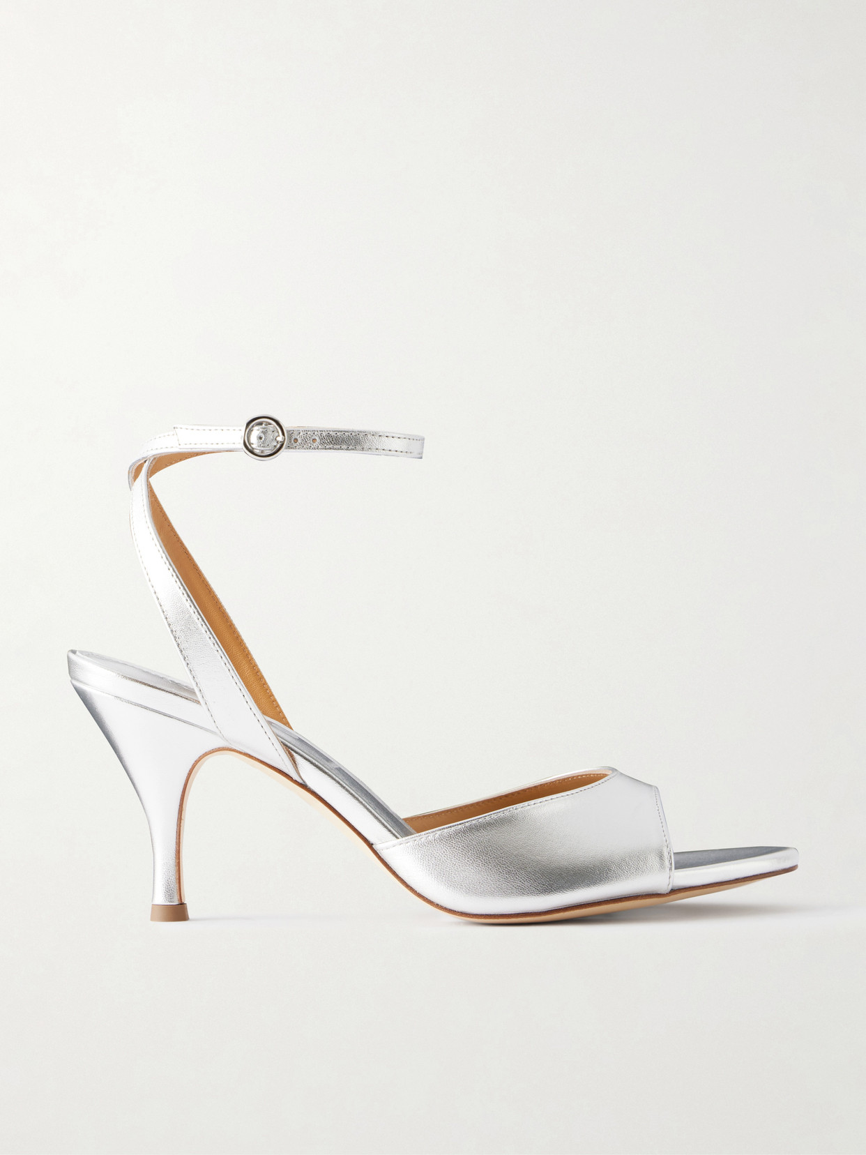 Aeyde Jada 75 Metallic Leather Sandals In Silver