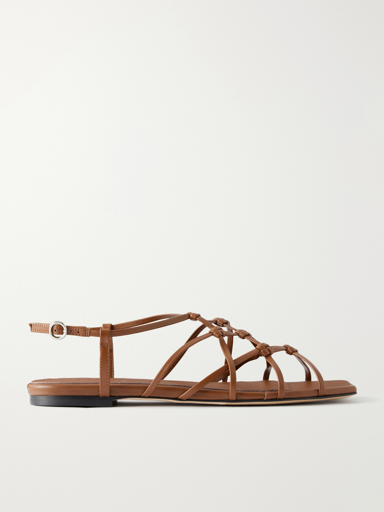 Aeyde Anisa Leather Flat Sandals In Brown