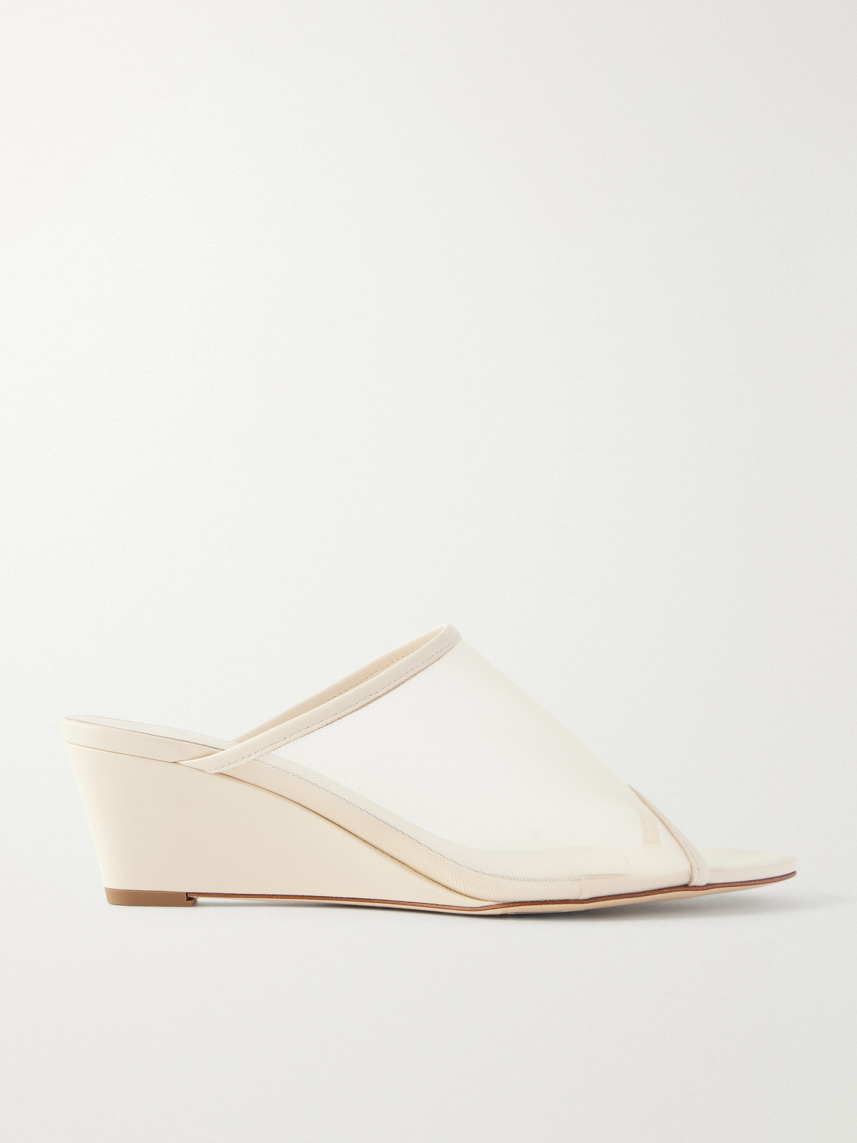 Aeyde Suzanne Leather-trimmed Mesh Sandals In Neutral