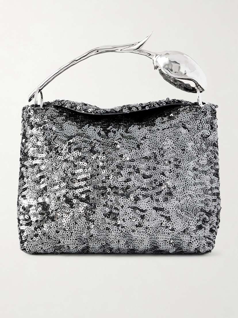Erdem Sequined Satin Clutch