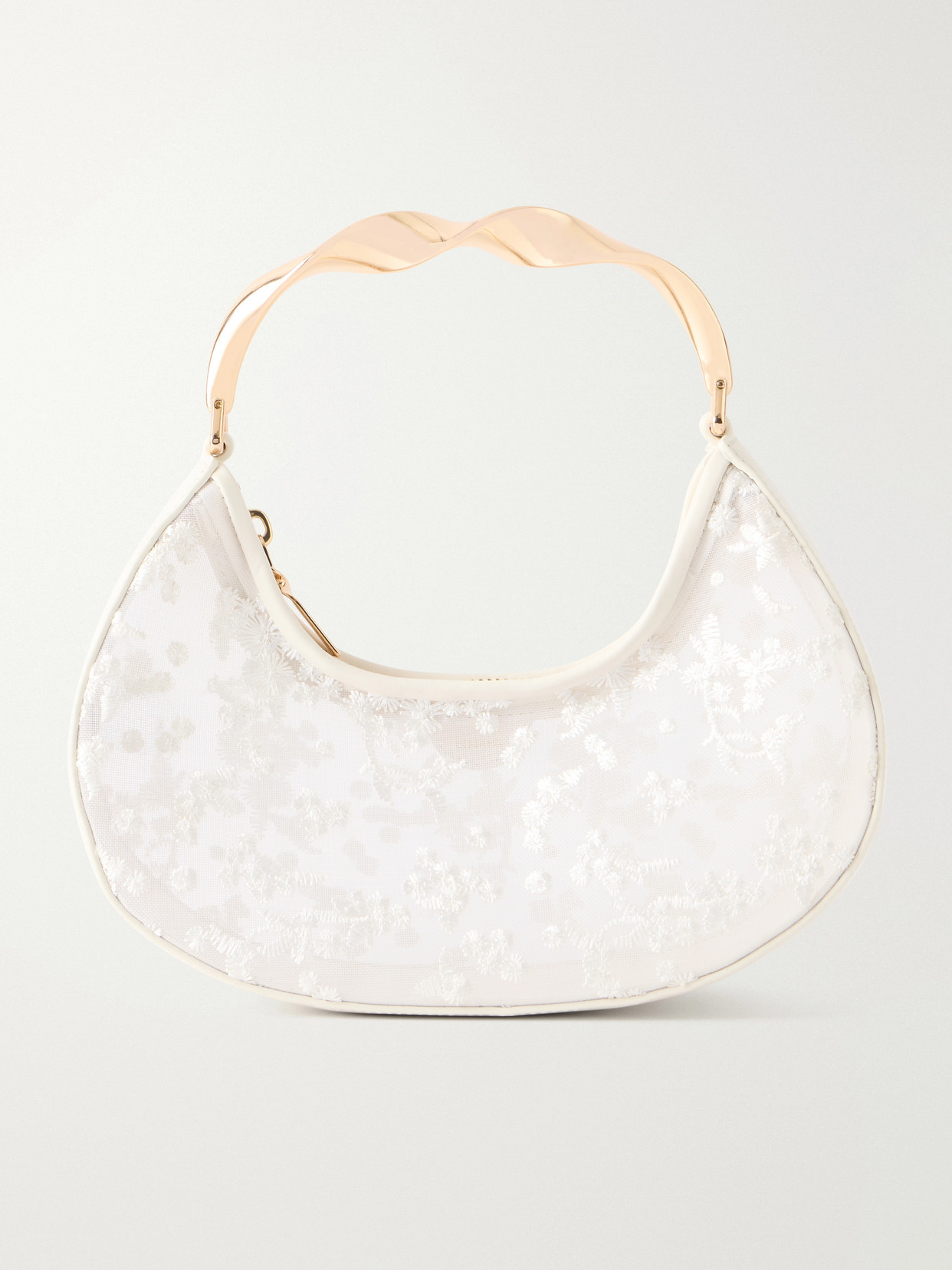 Simkhai Nixi Twist Leather-trimmed Embroidered Mini Bag In Neutral
