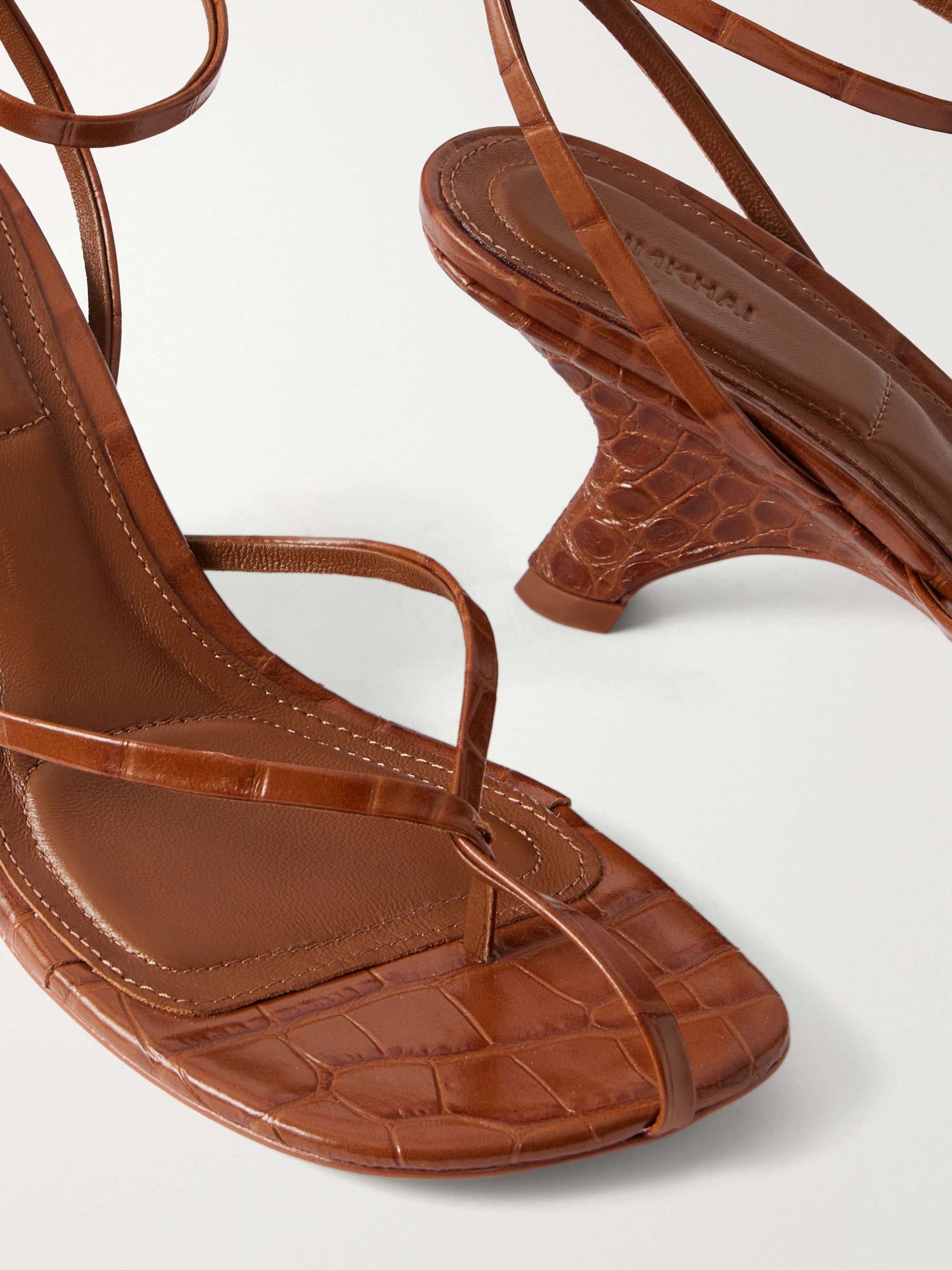 SIMKHAI Kelsey croc-effect leather sandals | NET-A-PORTER