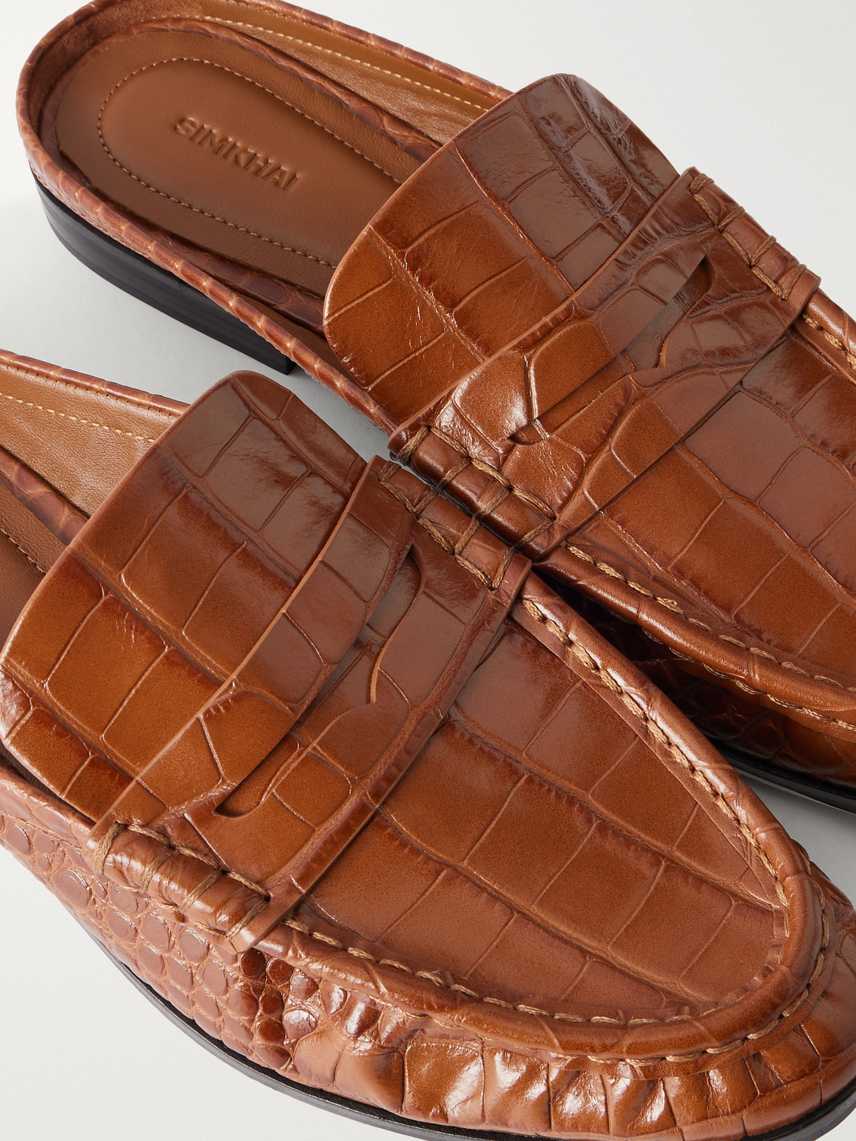 Dean Croc-Effect Leather Slip-Ons