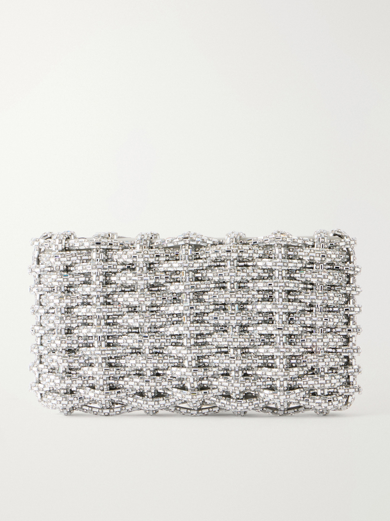 Simkhai Morgan Crystal-embellished Clutch Bag In Silver