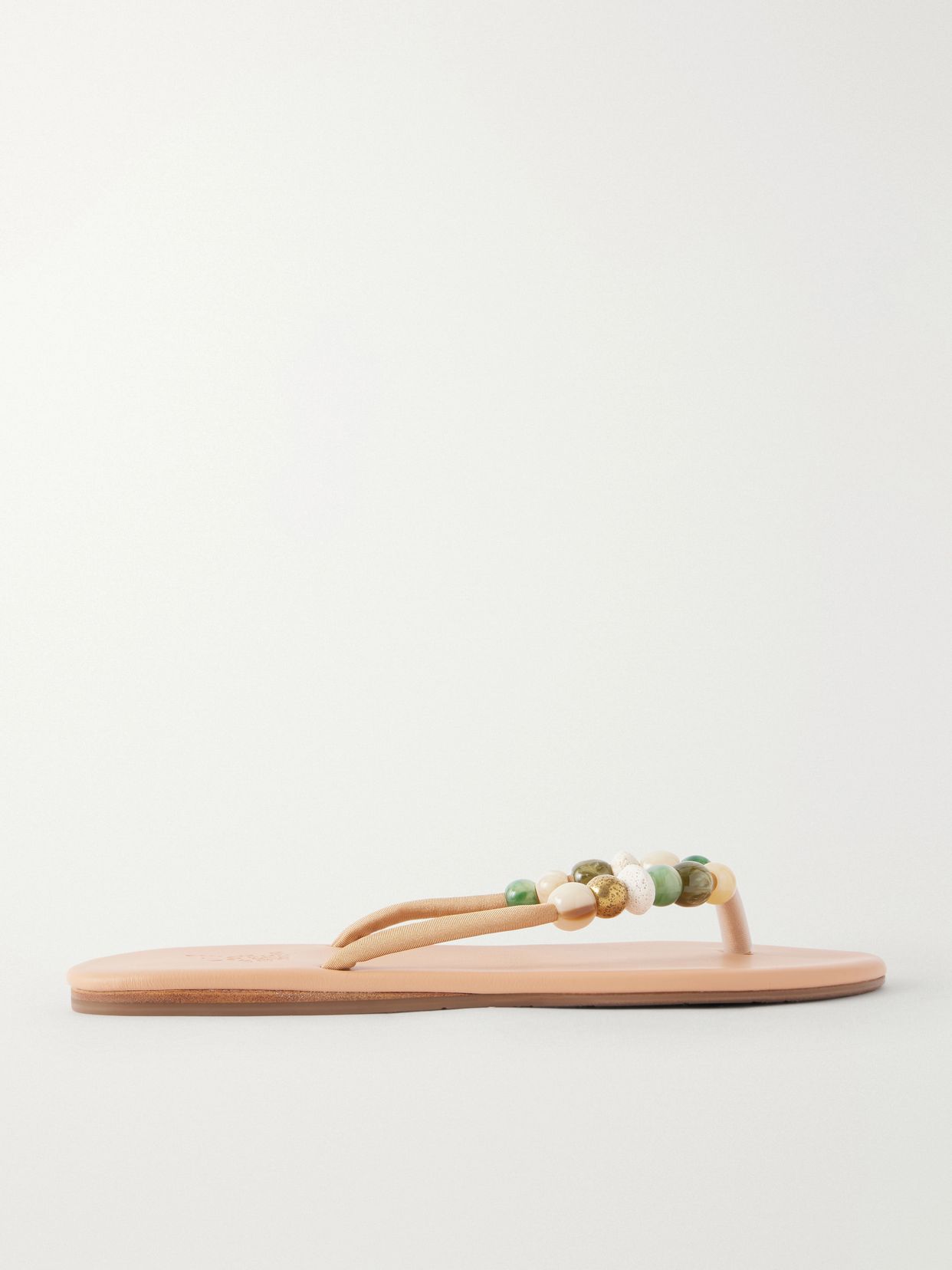 saionara bead embellished leather flip flops