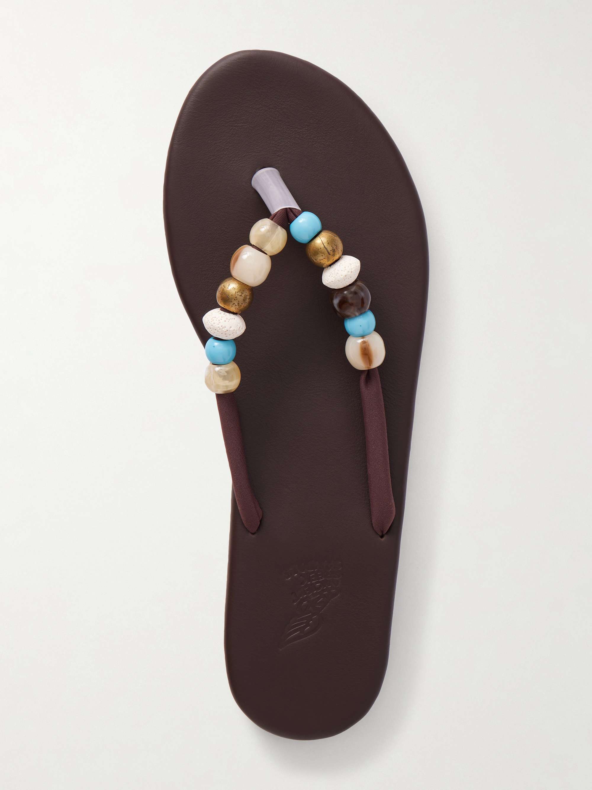 ANCIENT GREEK SANDALS Saionara bead-embellished leather flip flops