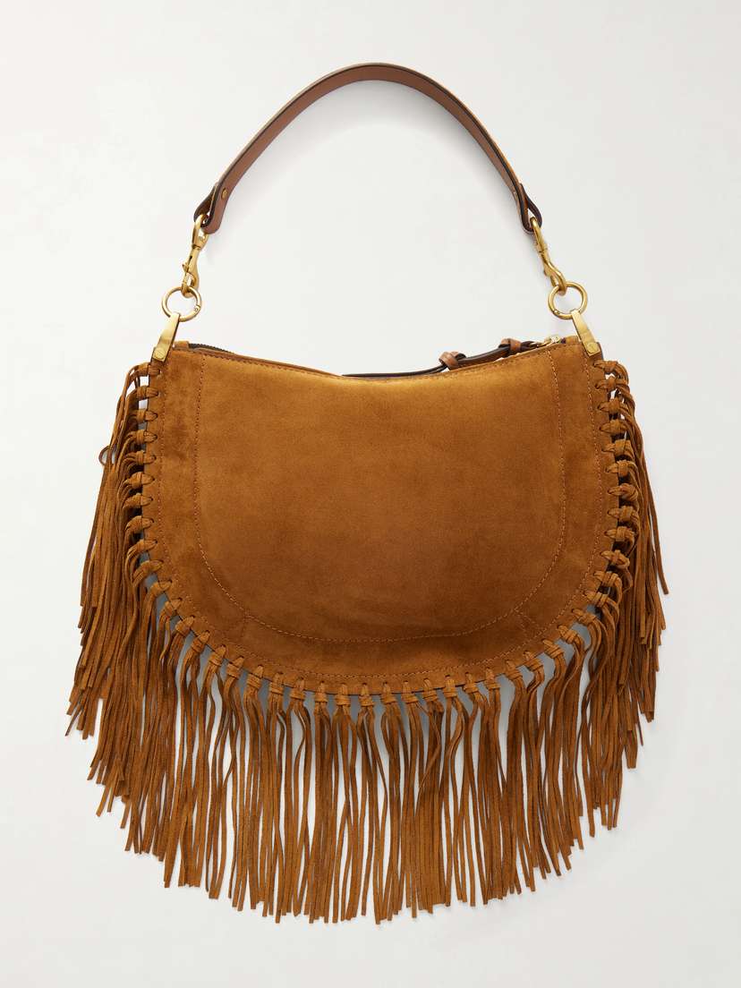 Isabel Marant Oskan Soft Fringed Suede Shoulder Bag | Thumbnail 4