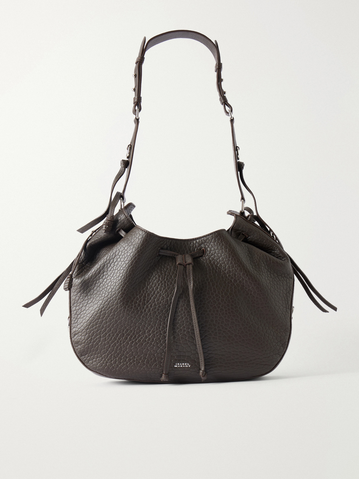 Isabel Marant Bolton Tasseled Textured-leather Shoulder Bag In Brown