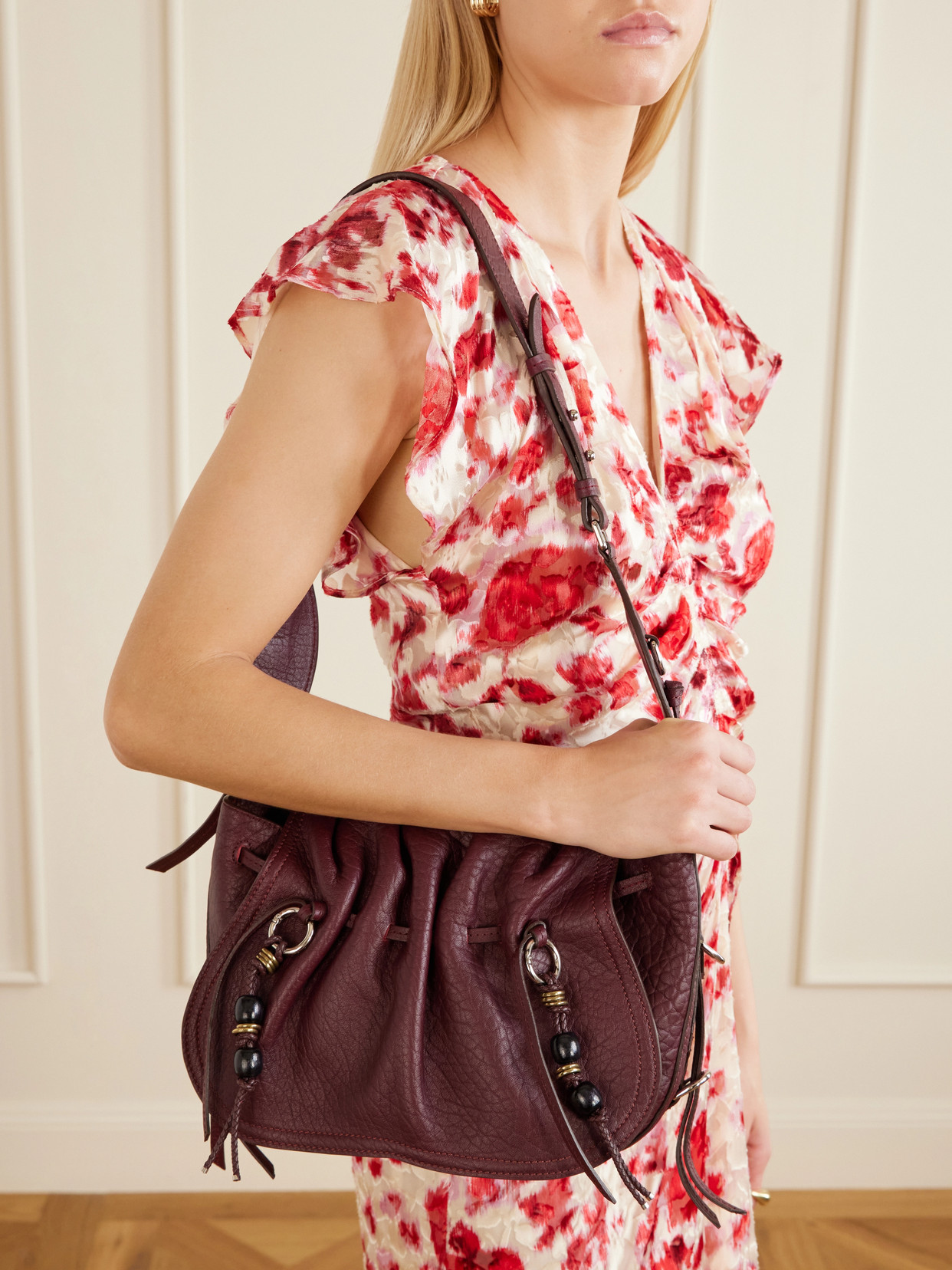 Bolton Embellished Tasseled Textured-Leather Shoulder Bag