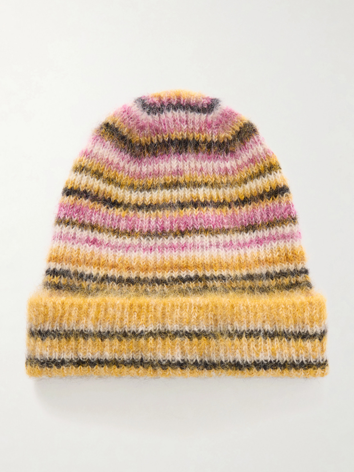 Isabel Marant Morenne Striped Mohair-blend Beanie In Yellow