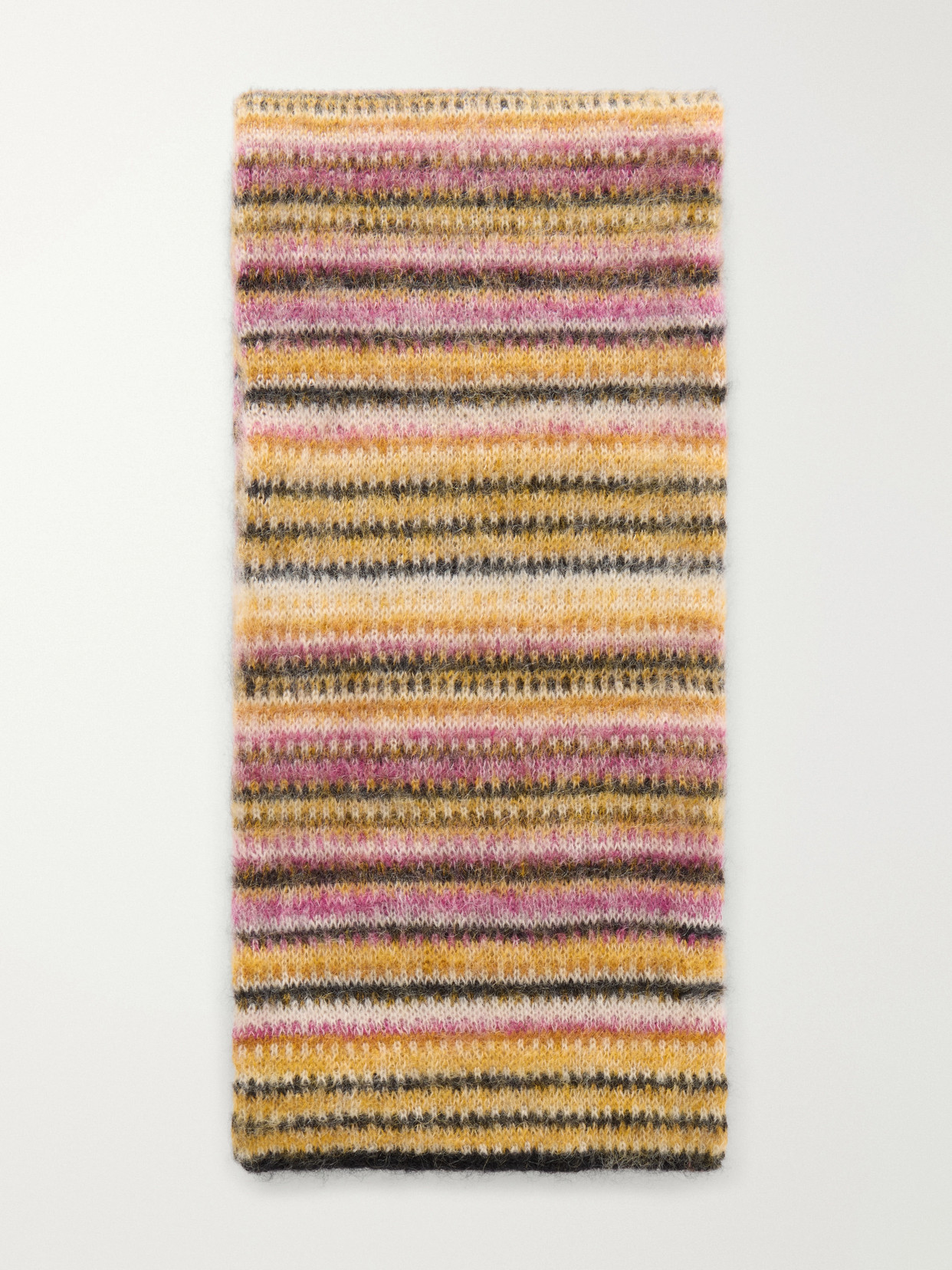 Isabel Marant Mouna Striped Mohair-blend Scarf In Yellow