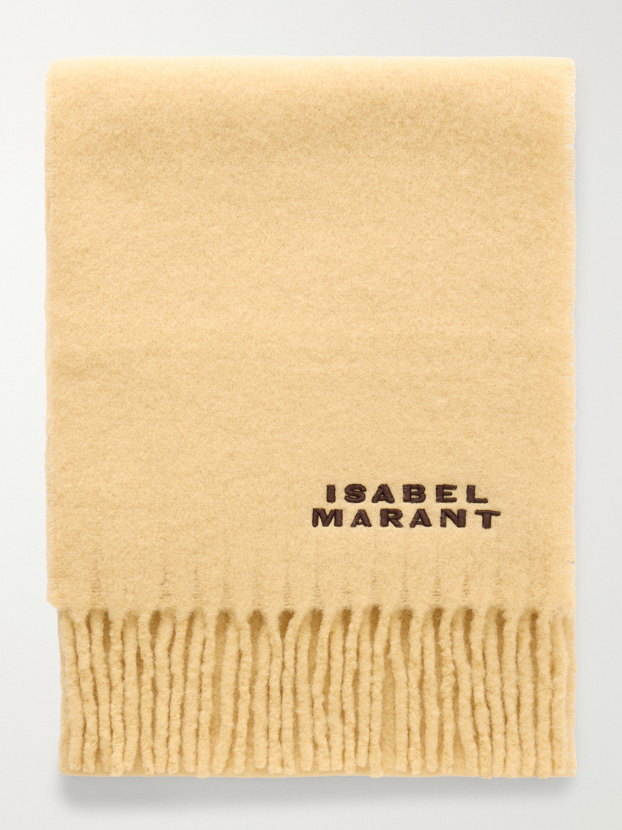 Isabel Marant Firny Fringed Embroidered Alpaca-blend Scarf In Neutral