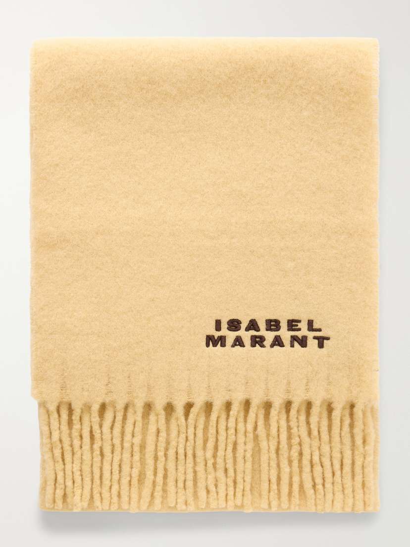 Isabel Marant Firny Fringed Embroidered Alpaca-blend Scarf