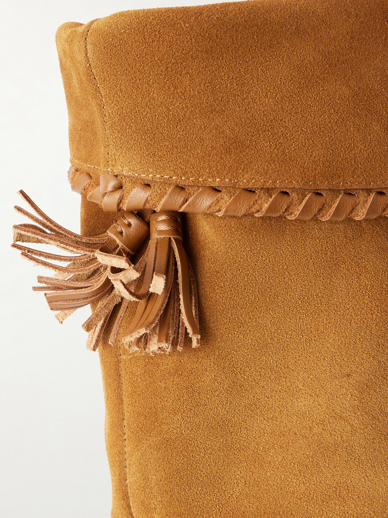 Elita Tasseled Leather-Trimmed Suede Knee Boots