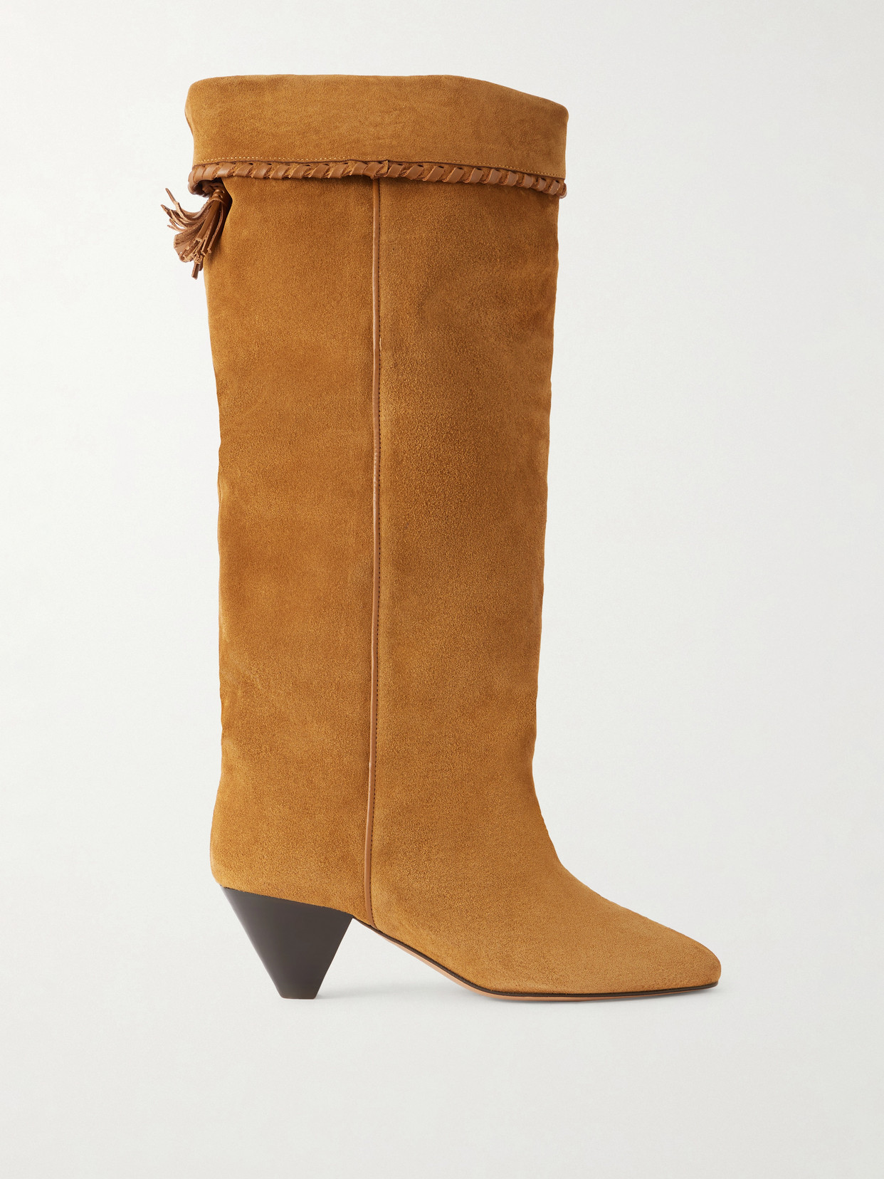 ISABEL MARANT - Elita Tasseled Leather-trimmed Suede Knee Boots - Brown