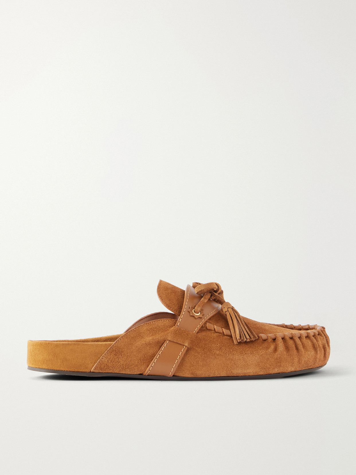 Isabel Marant Malvin Leather-trimmed Suede Mules In Brown
