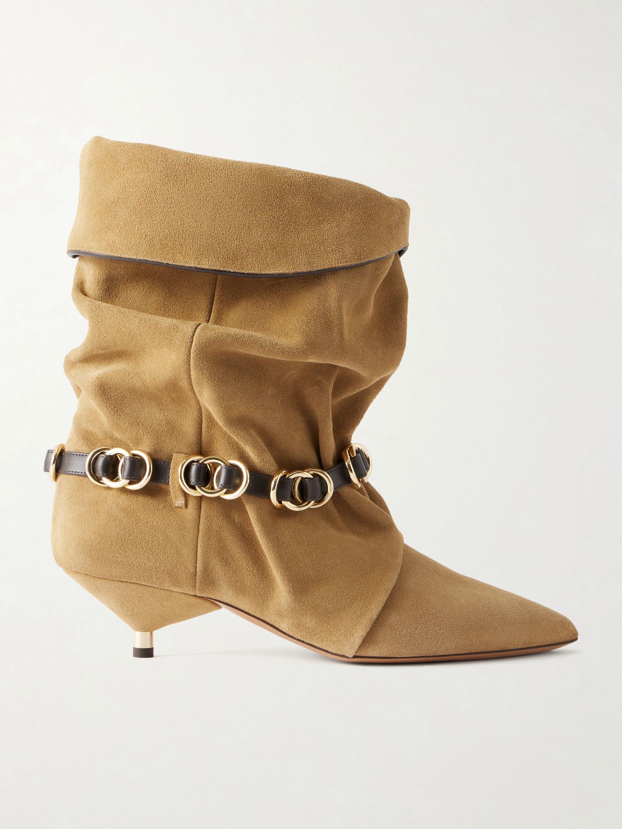 edrik embellished leather trimmed suede ankle boots