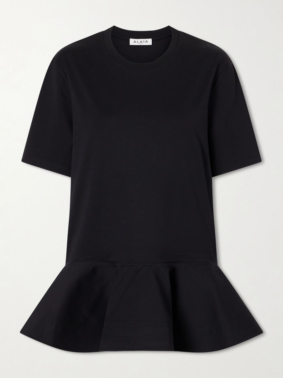 Peplum cotton-jersey T-shirt