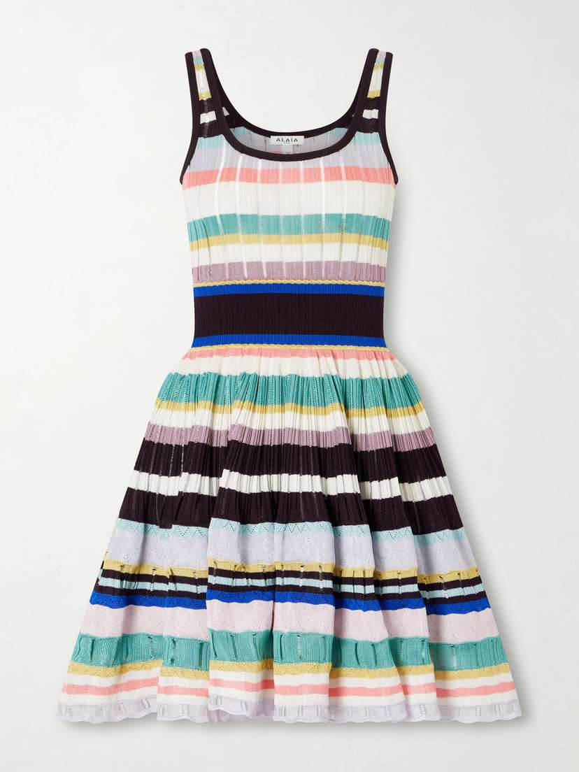 Alaïa Tiered Pointelle-knit Mini Dress