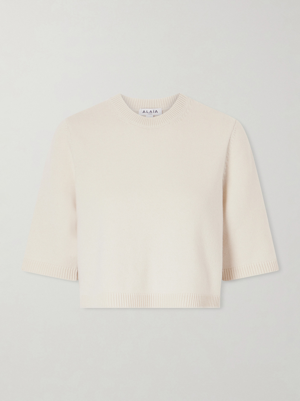 Alaïa Cropped Cashmere-blend Sweater In Neutral