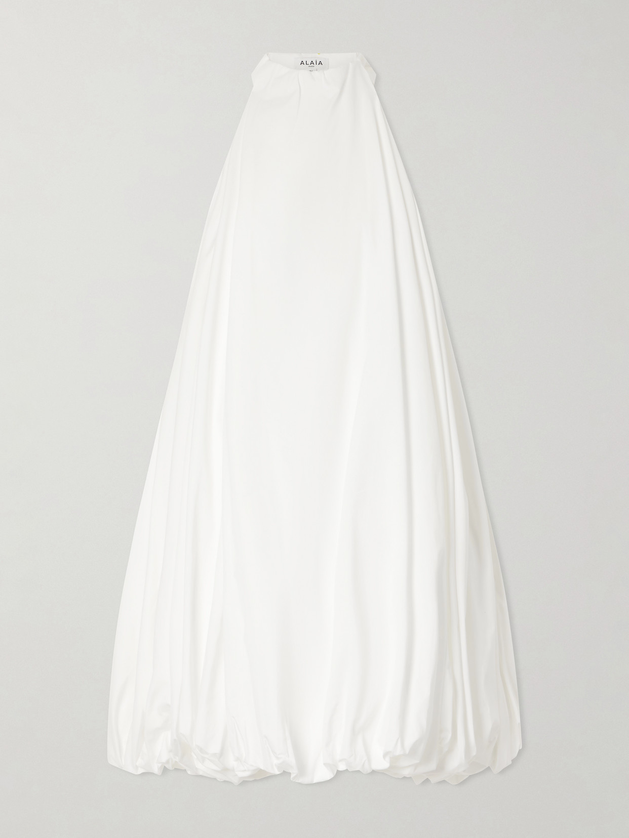 Alaïa Halterneck Cotton-poplin Balloon Mini Dress In White