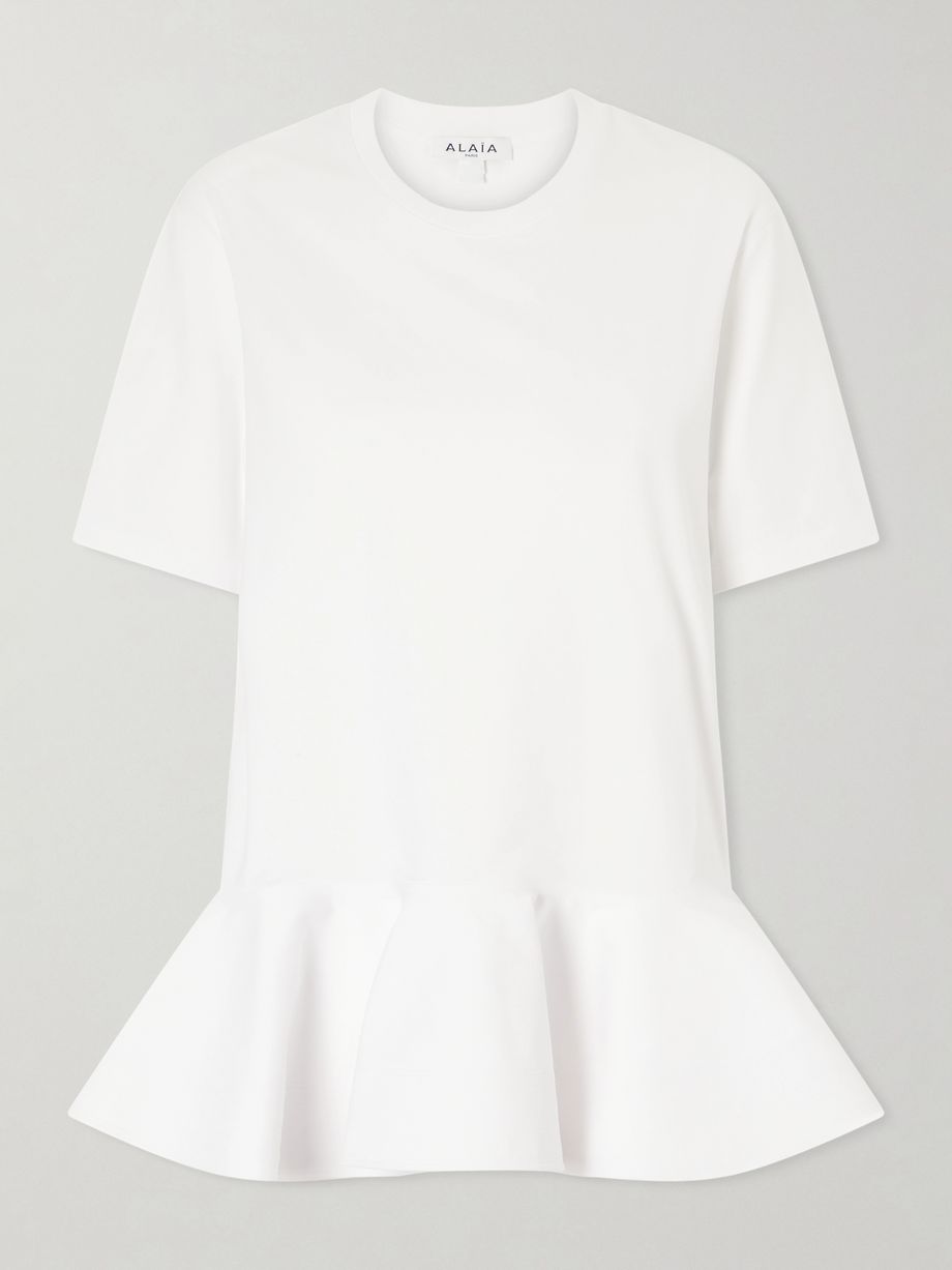 Peplum cotton-jersey T-shirt