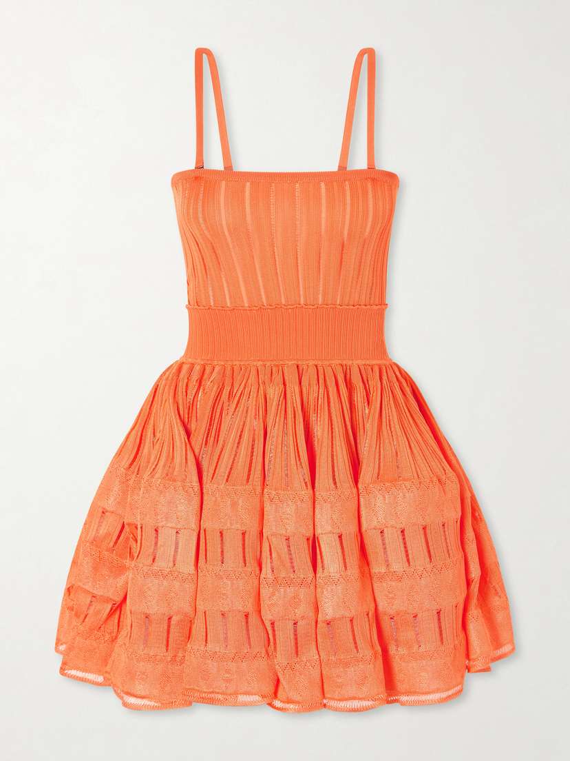 Alaïa Tiered Pointelle-knit Mini Dress