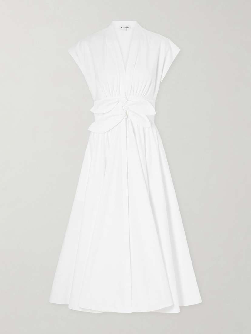 Alaïa Knot-detailed Belted Cotton-poplin Midi Dress | Thumbnail 5 Alaïa Knot-detailed Belted Cotton-poplin Midi Dress | Thumbnail 5