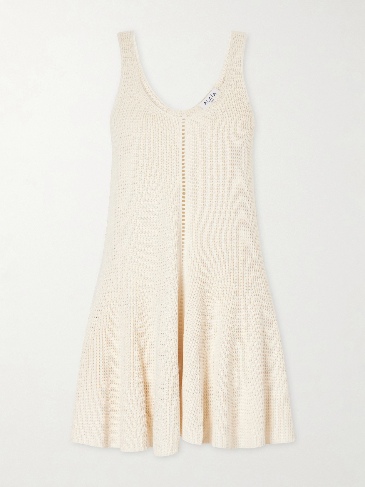 Alaïa Godet Silk Mini Dress In Neutral