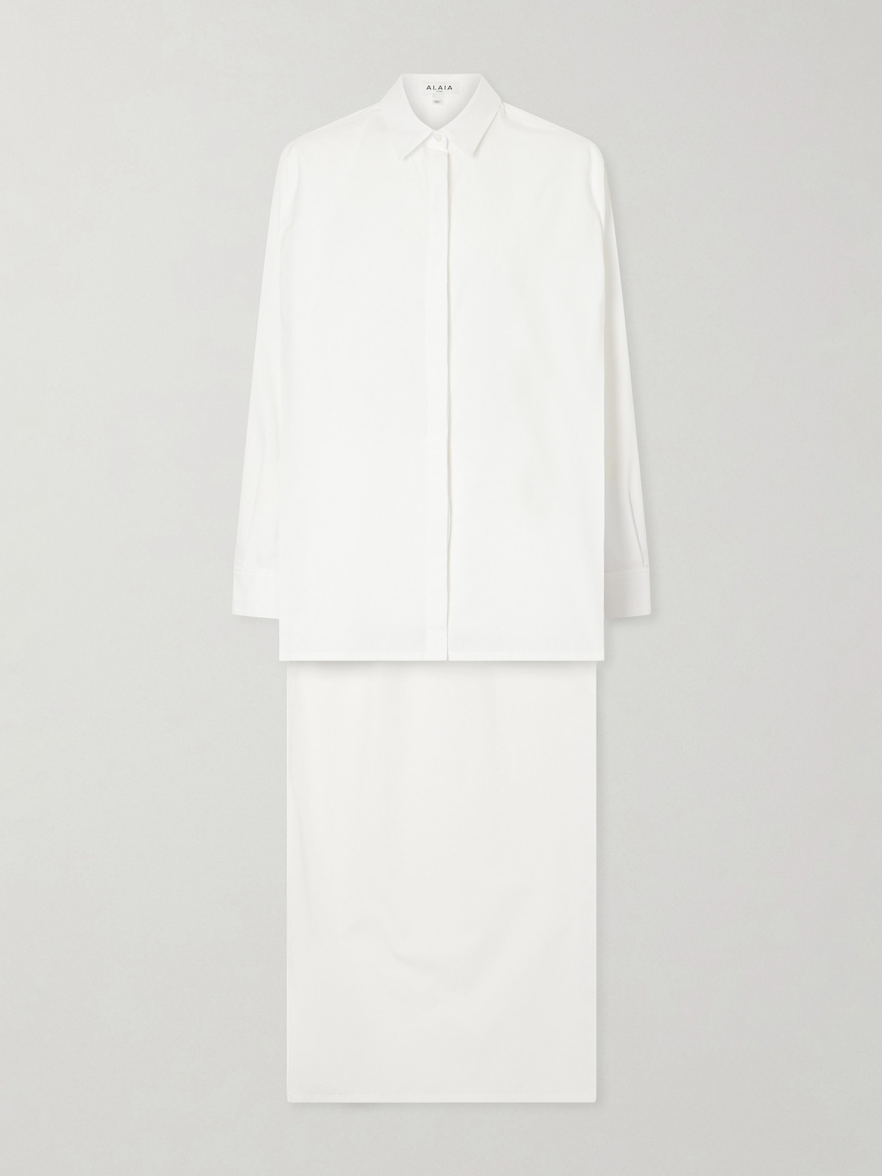 Alaïa Asymmetric Cotton Poplin Shirt In Neutral