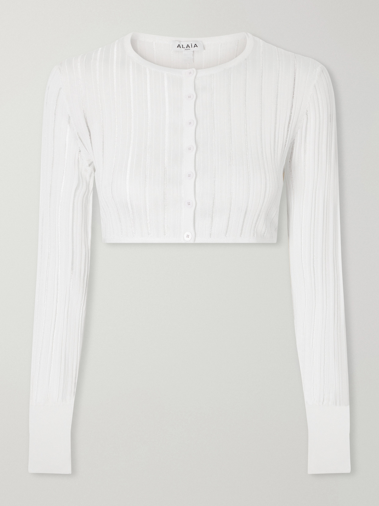 Alaïa Cropped Ribbed-knit Cardigan In White