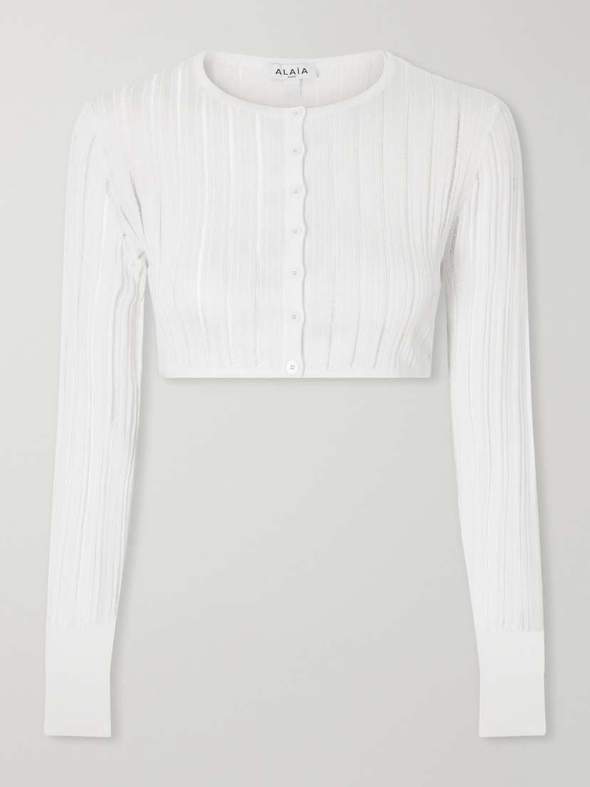 Alaïa Cropped Ribbed-knit Cardigan | Thumbnail 5 Alaïa Cropped Ribbed-knit Cardigan | Thumbnail 5