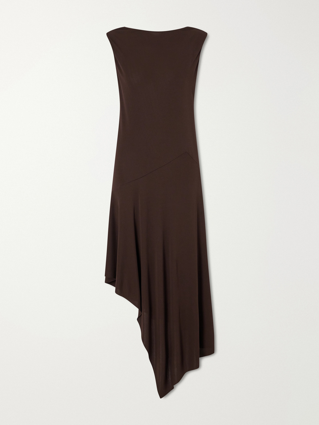 Alaïa Asymmetric Jersey-crepe Midi Dress In Brown