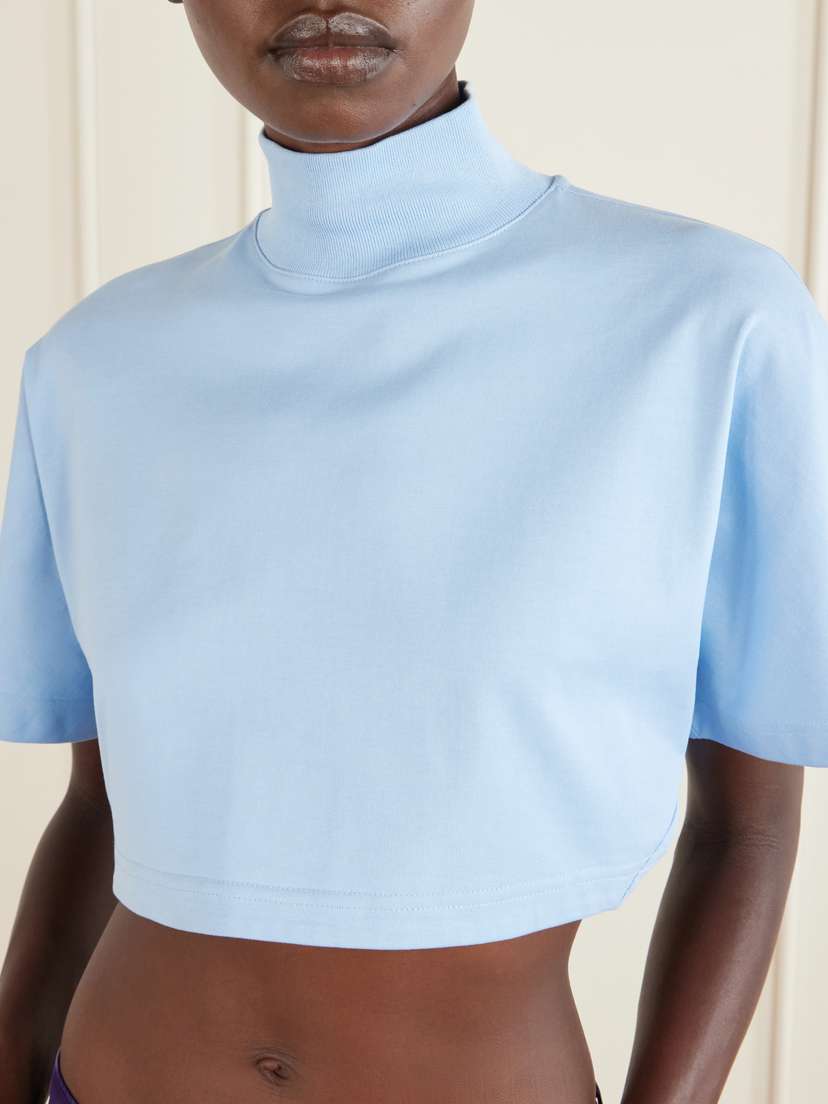 Alaïa Cropped Cotton-jersey Turtleneck T-shirt | Thumbnail 4 Alaïa Cropped Cotton-jersey Turtleneck T-shirt | Thumbnail 4