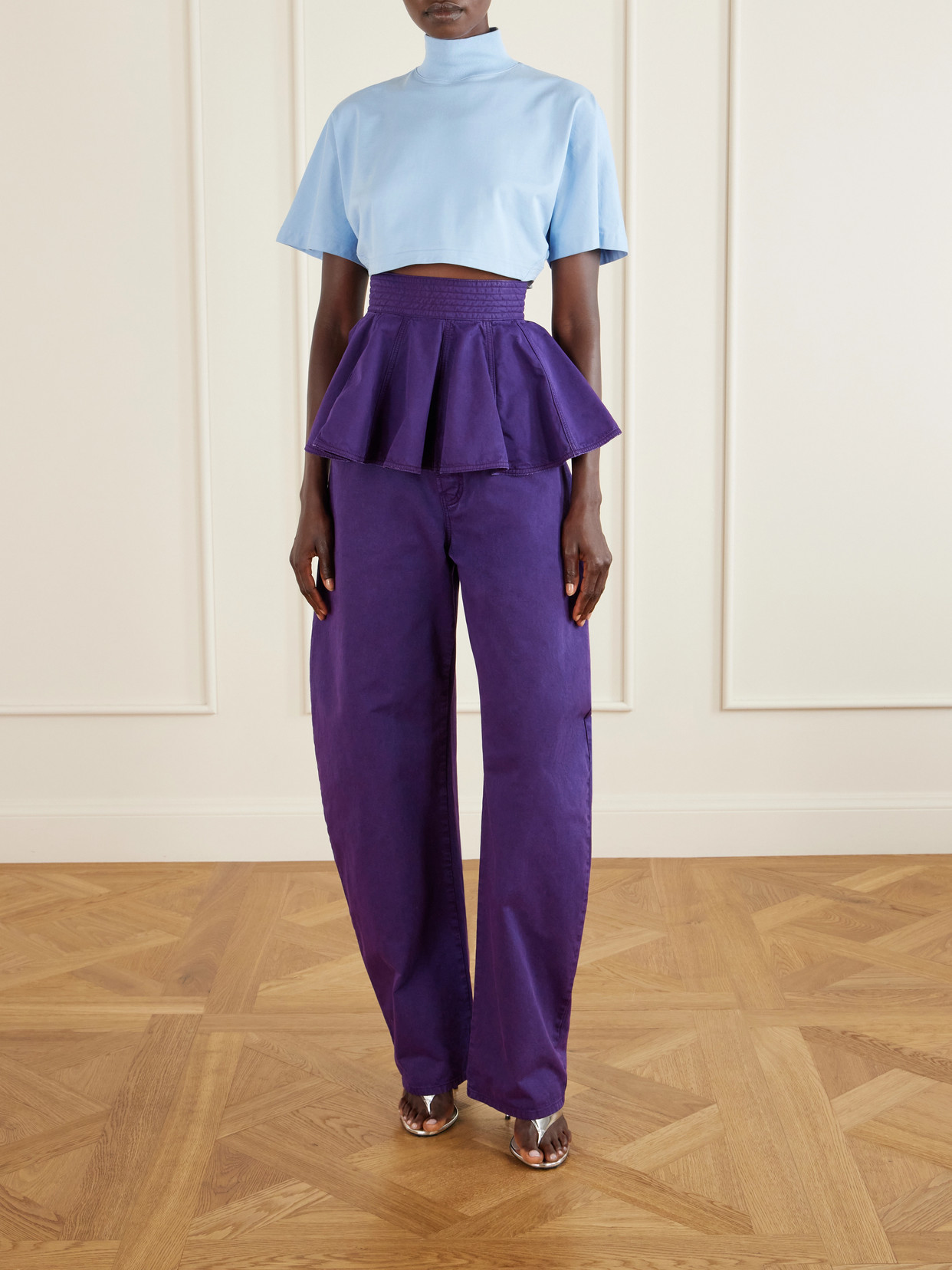 Alaïa - Cropped Cotton-Jersey Turtleneck T-Shirt