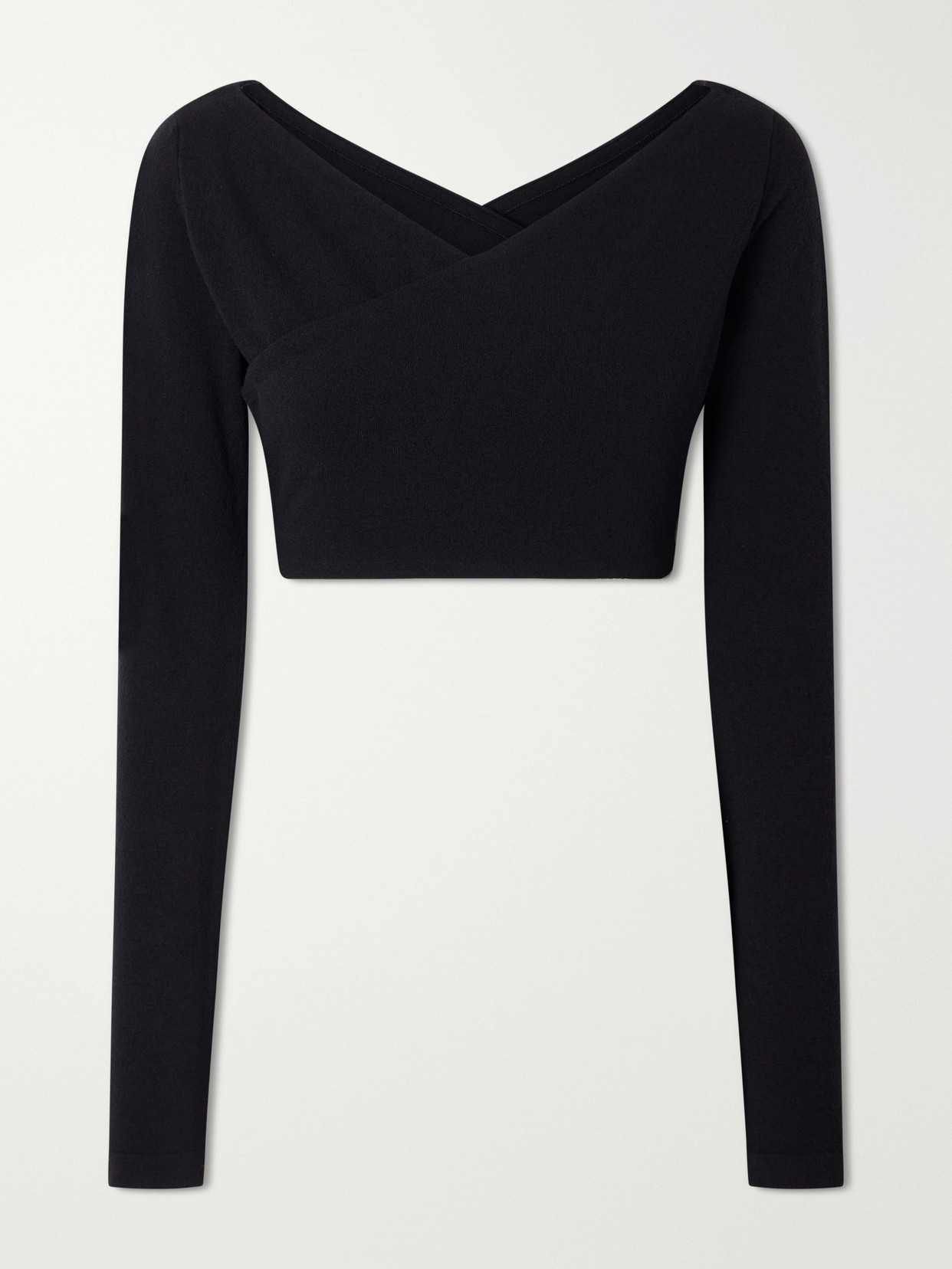 Alaïa Cotton-blend Stretch-crepe Cropped Top In Black